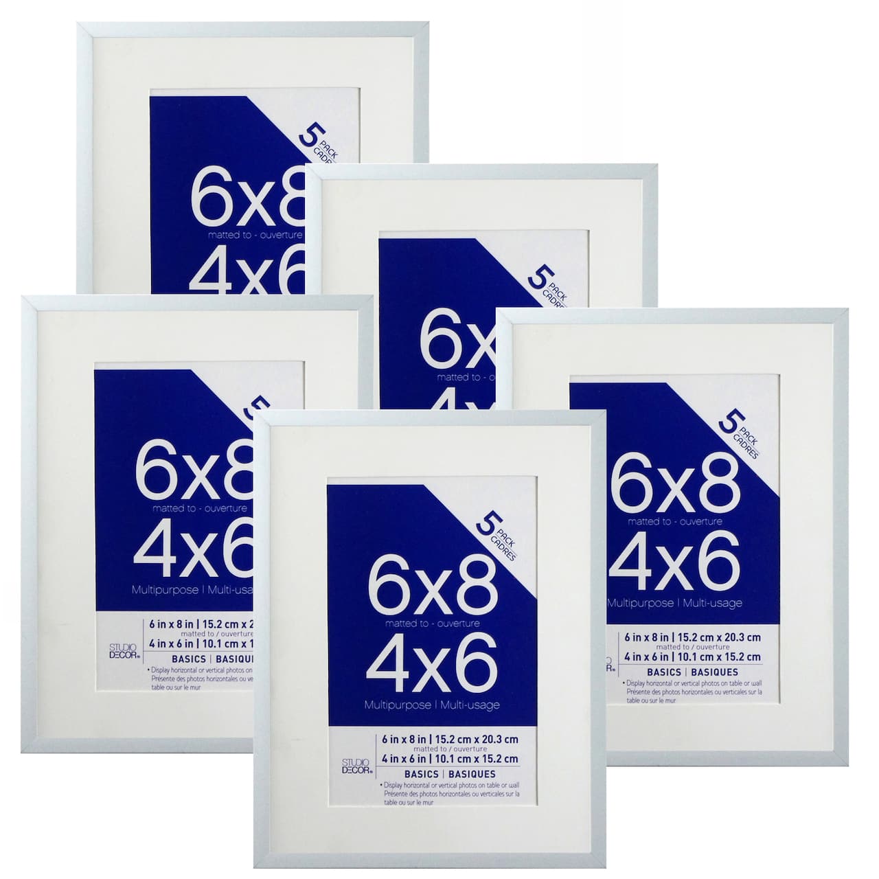 12 Packs: 5 ct. (60 total) White Multipurpose, 4" x 6", Tabletop Frames By Studio Décor®